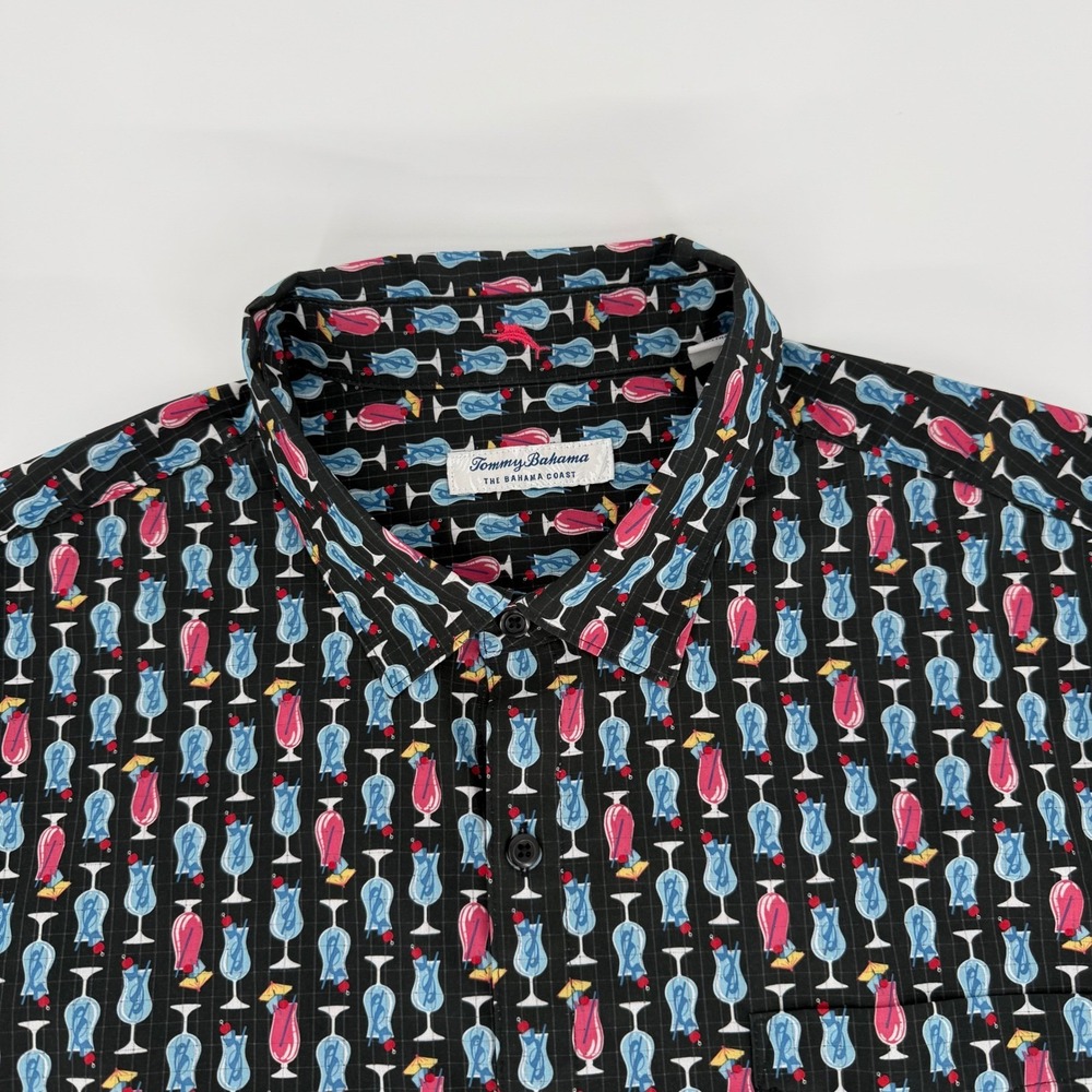 Tommy Bahama Island Zone Coast Cocktail Time Camp Shirt Black 2XLB
